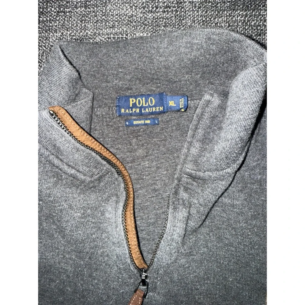 Polo Ralph Lauren Preppy Estate Rib Charcoal Gray 1/4 Zip XL Classic